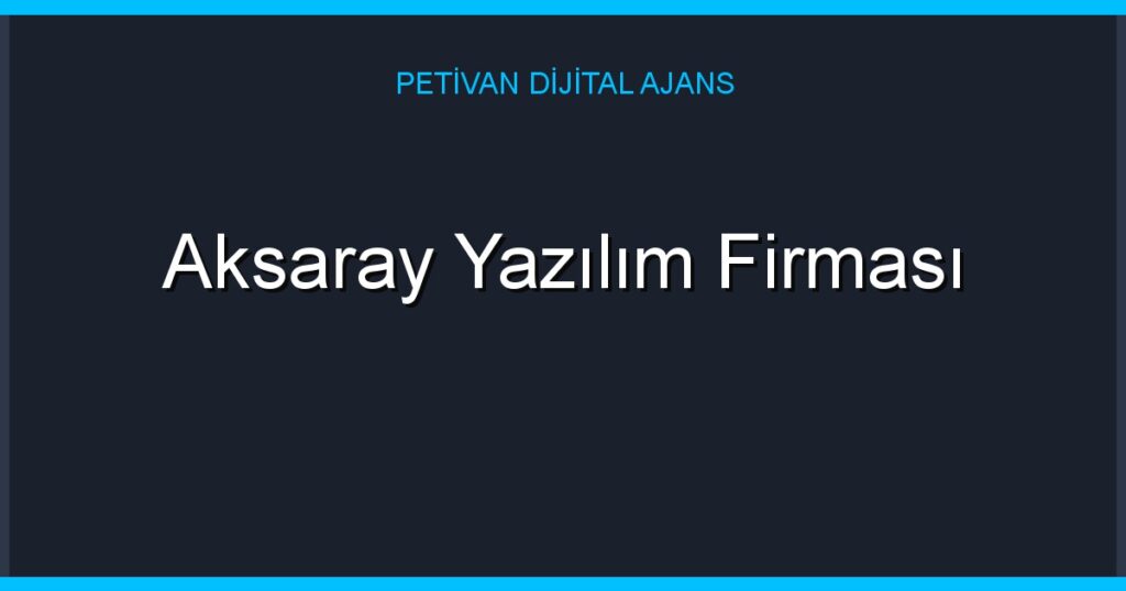 Aksaray Yazılım Firması