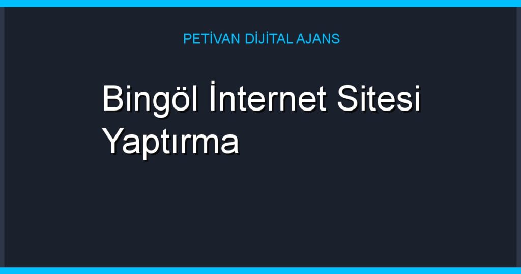 Bingöl İnternet Sitesi Yaptırma