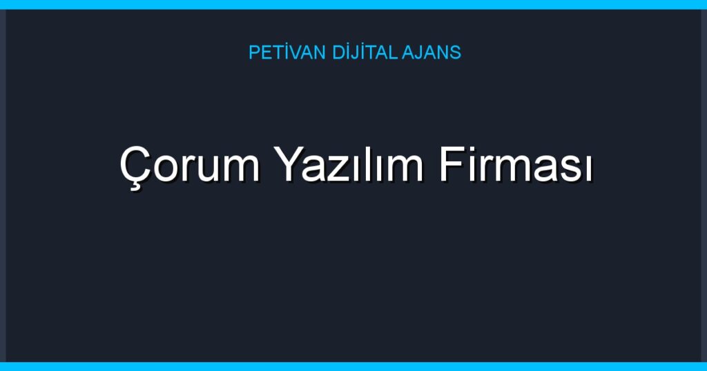 Çorum Yazılım Firması