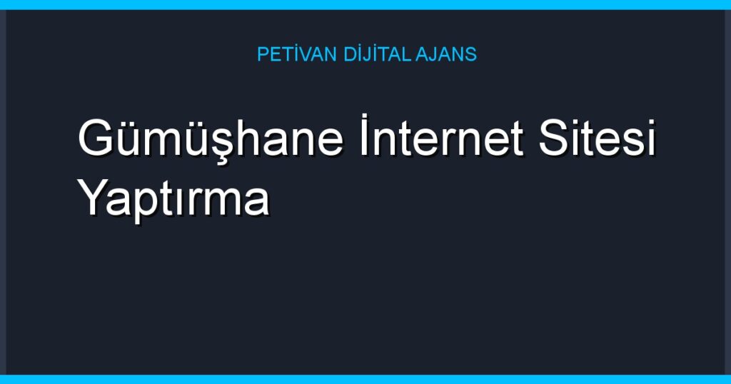 Gümüşhane İnternet Sitesi Yaptırma