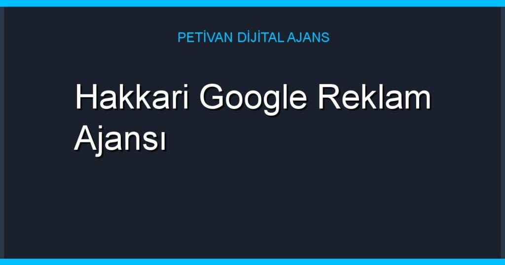 Hakkari Google Reklam Ajansı