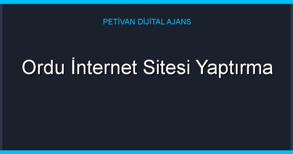 Ordu İnternet Sitesi Yaptırma