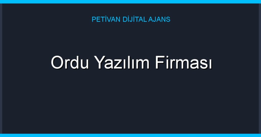 Ordu Yazılım Firması