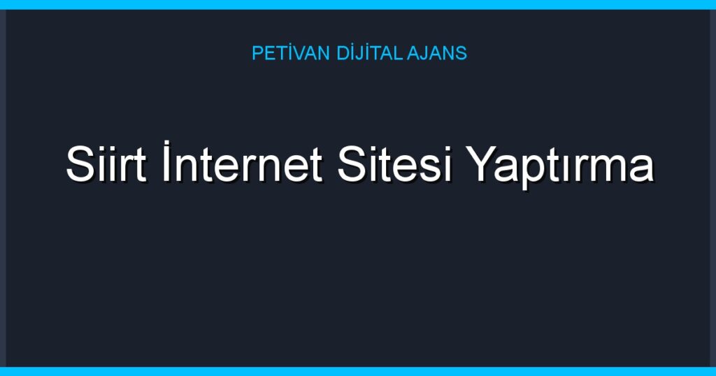Siirt İnternet Sitesi Yaptırma