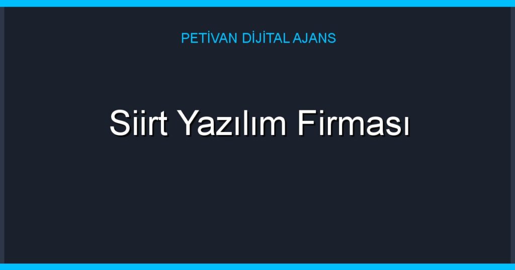 Siirt Yazılım Firması