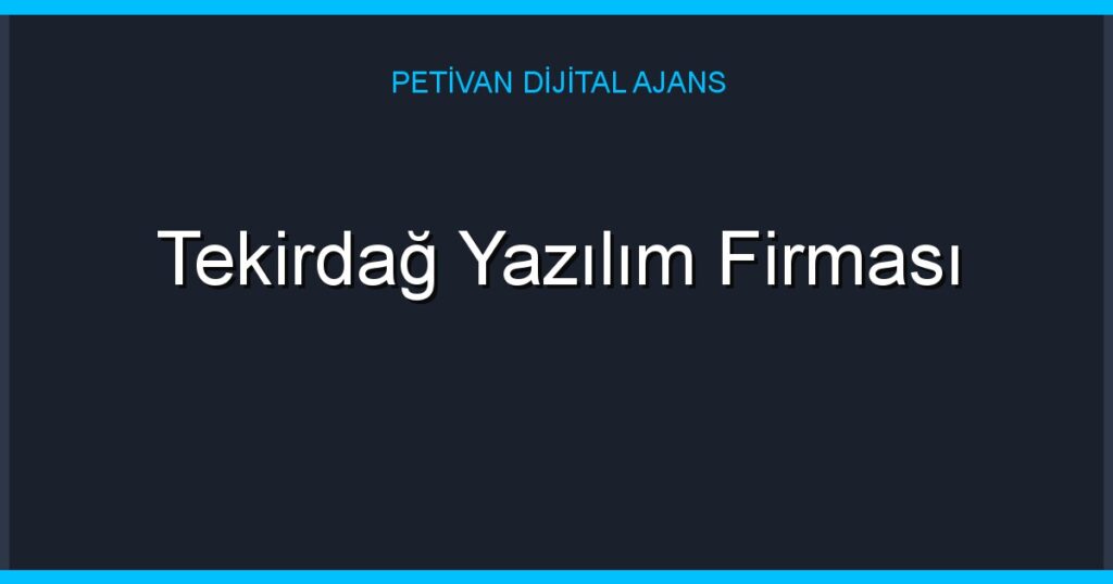 Tekirdağ Yazılım Firması